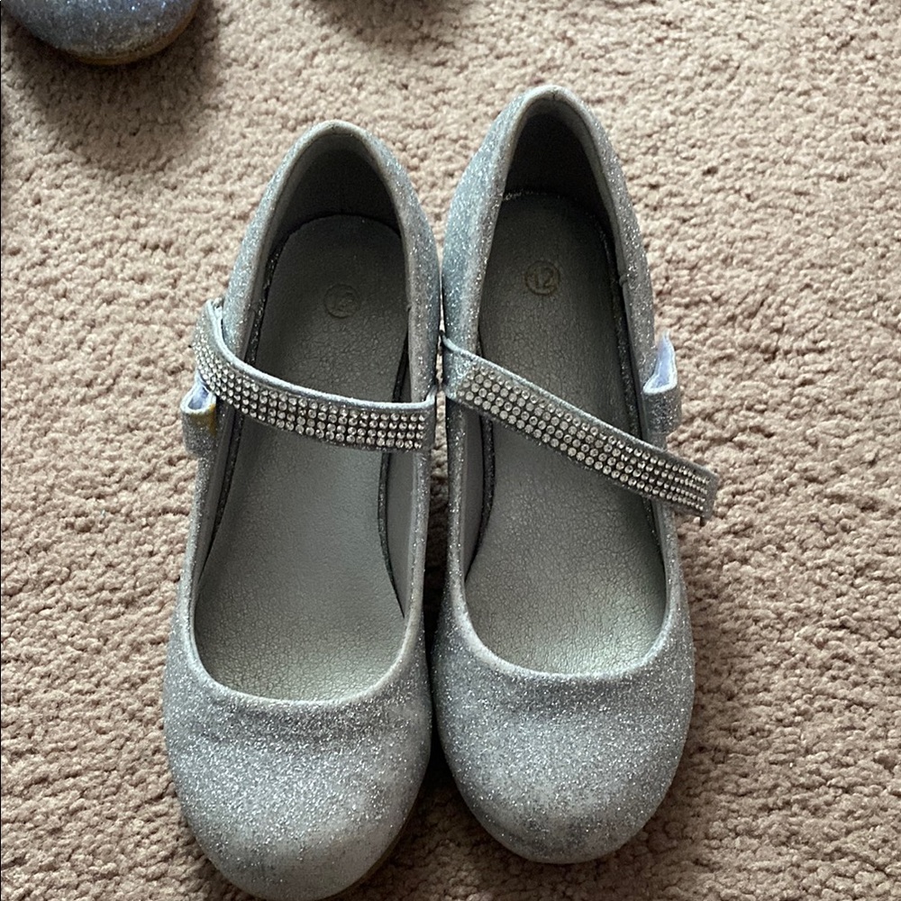 Sparkly Silver Kids' High Hesls Shoes Size 12